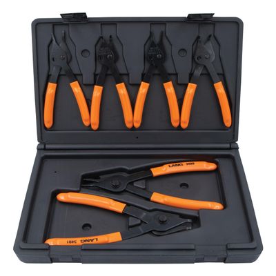 Lang Tools (3497 6-Piece Fixed Tip Combination Internal/External Snap Ring Pliers Set, Black, One Size