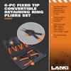 Lang Tools (3497 6-Piece Fixed Tip Combination Internal/External Snap Ring Pliers Set, Black, One Size view 4
