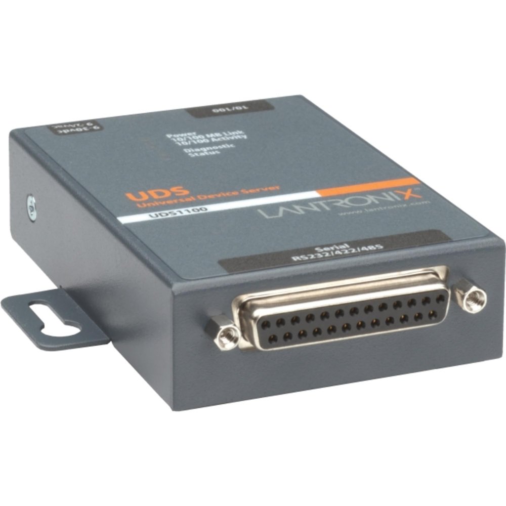 Lantronix External Device Server 1PORT 1 x DB25F DCE, 1 x 10/100 Base, UD1100002-01 (1 x DB25F DCE, 1 x 10/100 Base -T RJ-45, DSTNI-EX 48 MHz, 256 KB SRAM, 2 MB Flash, LED)