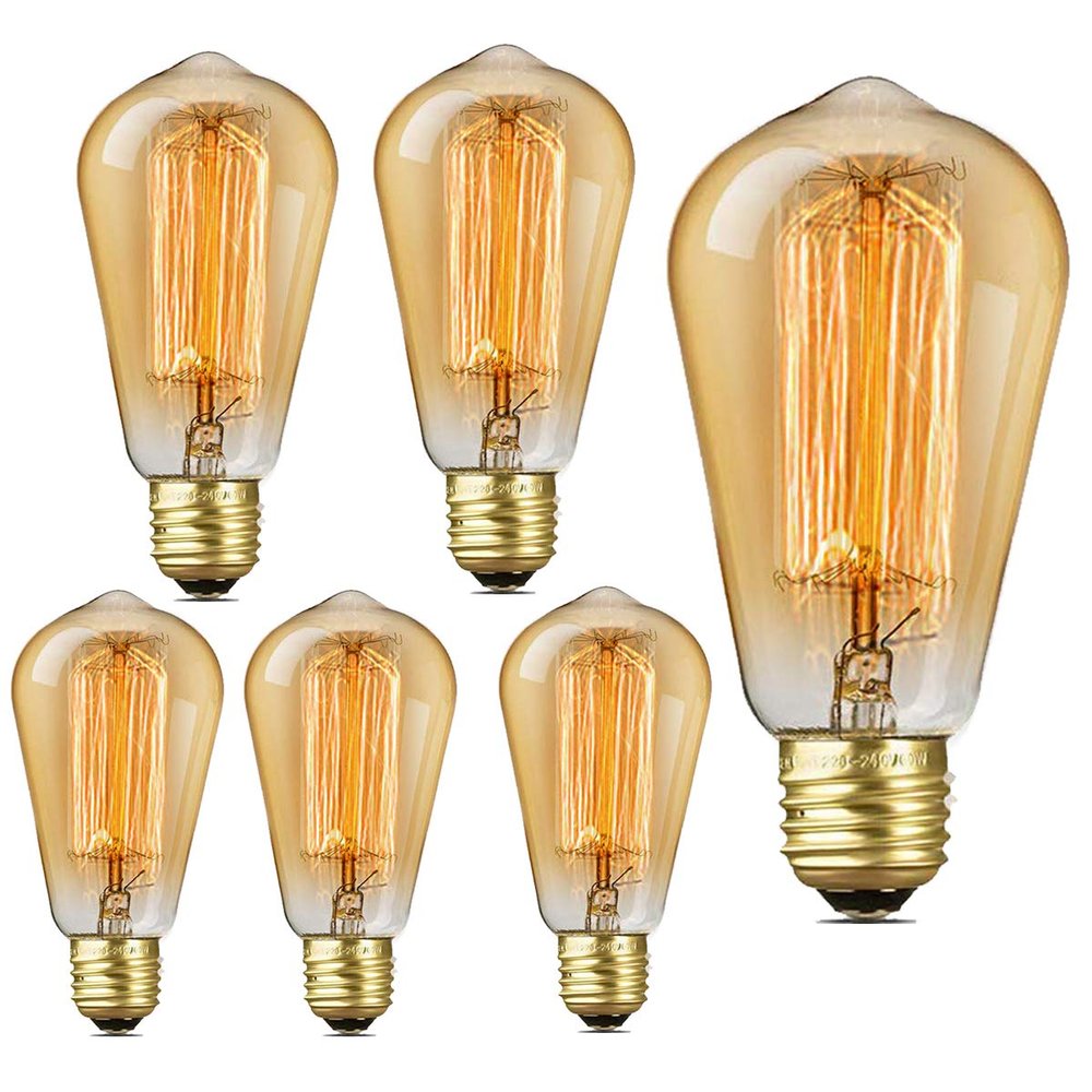 KarlunKoy Incandescent Light Bulbs,60W ST64 Edison Bulbs,E26 Warm (Amber)