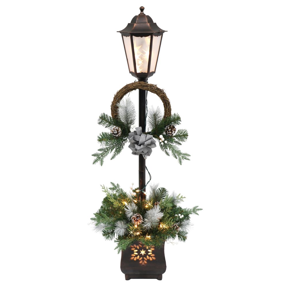 Puleo International 4' Pre-Lit Christmas Lamp Post with 35 Clear UL-Listed Lights