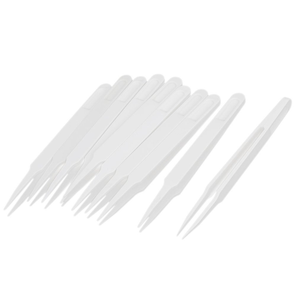 uxcell 10pcs 0.47" Long Plastic Anti Static Pointed Tip Tweezer