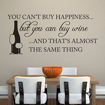 You Can't Buy Happiness Vinyl Wine Wall Quote Kitchen Wall Decal Funny Wall Sticker Home Art Decoration Brown