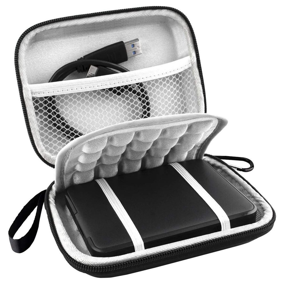 Lacdo Hard Drive Carrying Case for Western Digital WD Elements/WD My Passport/My Passport Ultra Portable External Hard Drive HDD 1TB 2TB 4TB 5TB 6TB USB 3.0 Protective Storage Travel Bag, Black