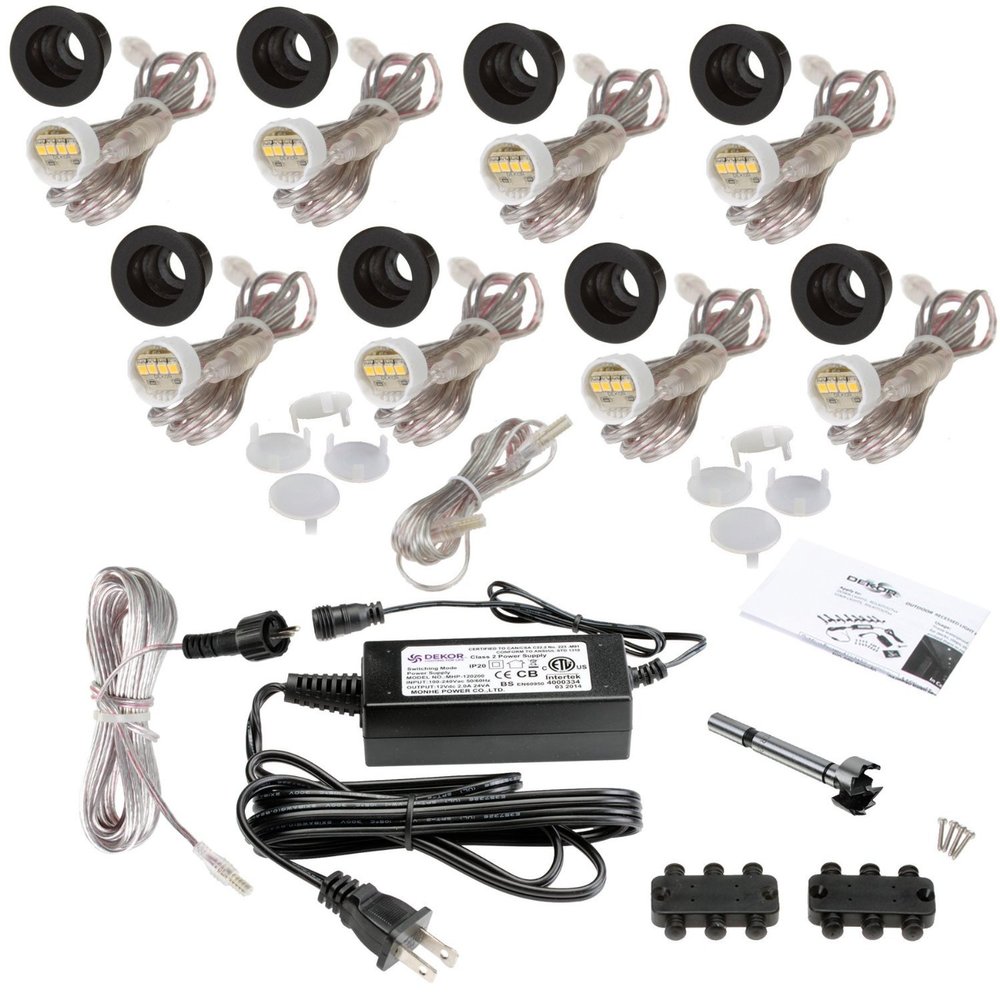 DEKOR Recessed LED Stair Lights, Deck Step Lights, Indoor Kit, White US