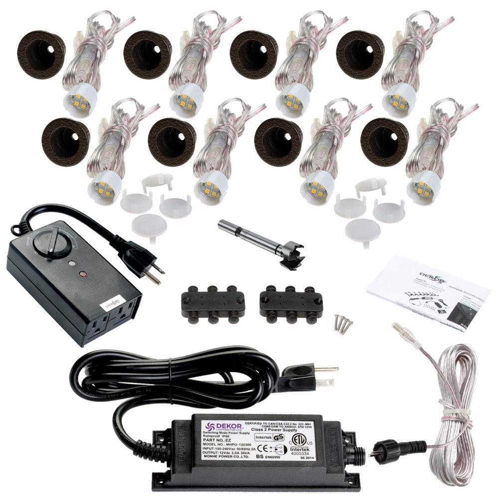 DEKOR LED Recessed Down Lights for Decks Porches Soffits Ceilings Windows Indoor Outdoor Lighting (Oil Rubbed Bronze, Outdoor Kit)
