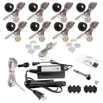 DEKOR LED Recessed Down Lights for Decks Porches Soffits Ceilings Windows Indoor Outdoor Lighting (Oil Rubbed Bronze, Indoor Kit)