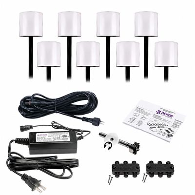 DEKOR DEK Dots Deck Lights Low Voltage Lighting 8-Light Indoor Kit - Recessed CREE LED Step Lights for Stairs, Cabinets, Closets, Hallways - 12V Plug-N-Play, USA Manufactured