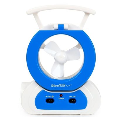 iMounTEK Mini Portable Cooling Rechargeable Electric Powered Small Quiet Desktop Table Fan W/ 22 LED Desk Lamp/Light & Powerful LED Flashlight (Blue)