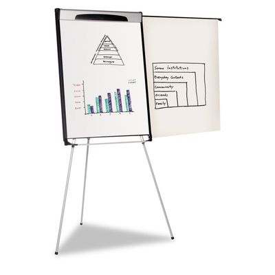 MasterVision EA23066720 Tripod Extension Bar Magnetic Dry-Erase Easel, 39-Inch to 72-Inch High, Black/Silver
