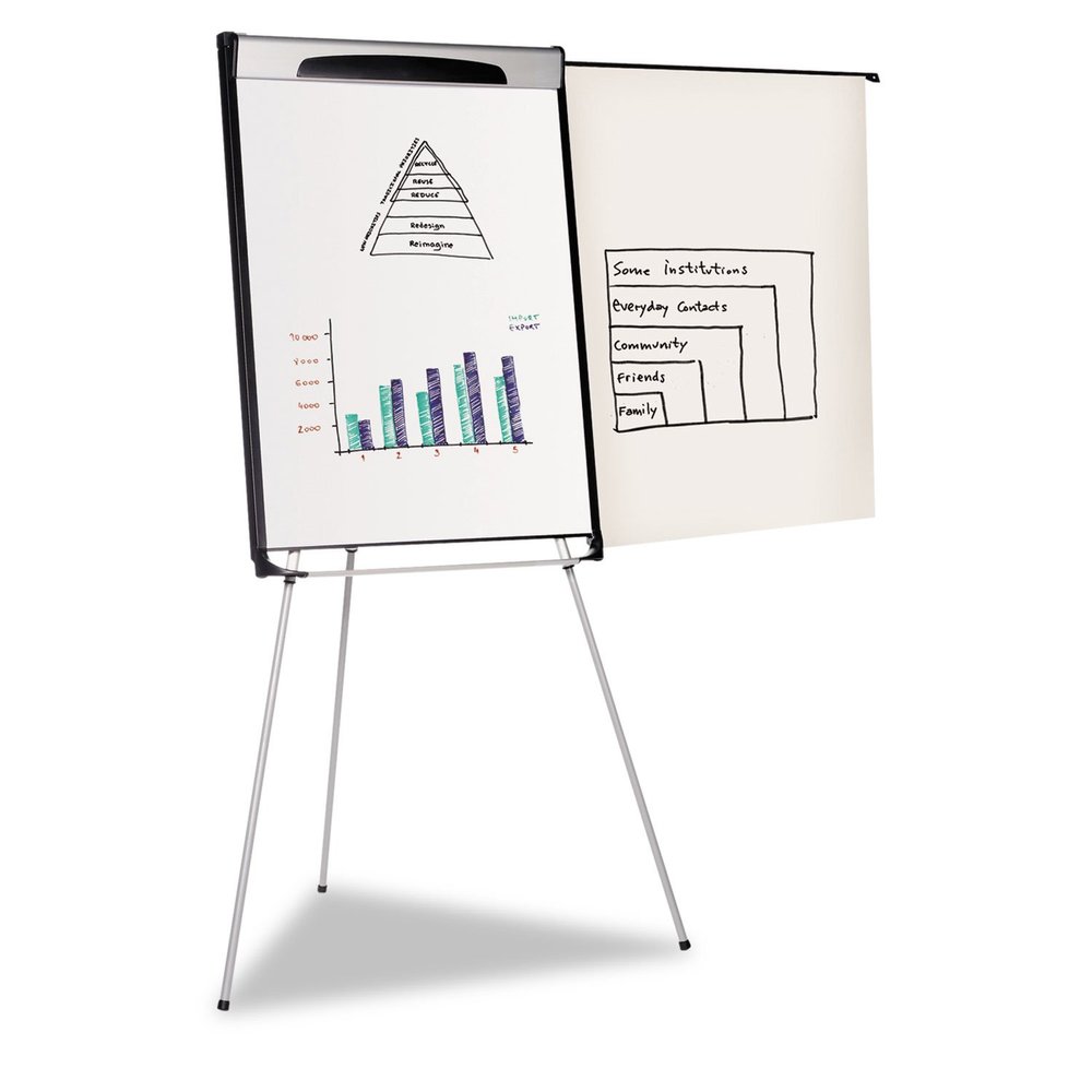 MasterVision EA23066720 Tripod Extension Bar Magnetic Dry-Erase Easel, 39-Inch to 72-Inch High, Black/Silver