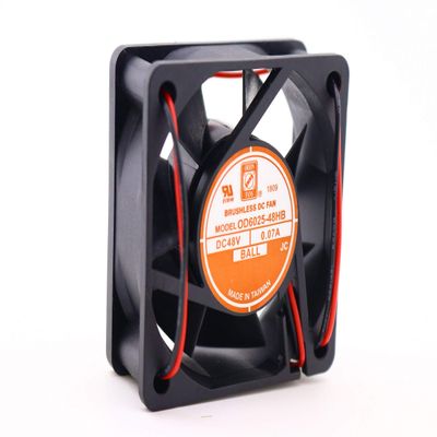 Orion Fans Case Fan OD6025-48HB| OD6025 Series | 48 VDC | 0.07A | 60x60x25mm | 28 CFM | 30 dBA | 3.4 W | 4200 RPM | Wire Leads | Crosses with FS48K3 (Comair-Rotron)