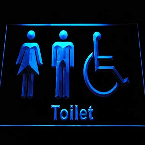 ADVPRO Unisex Toilet with Disabled Accessible Restroom Washroom LED Sign Neon Light Sign Display i1033-b(c)