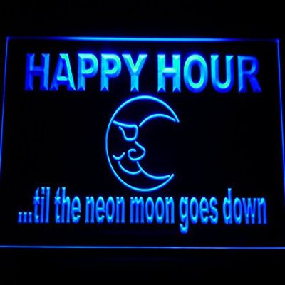 ADVPRO Happy Hour Blue Moon LED Sign Neon Light Sign Display m088-b(c)