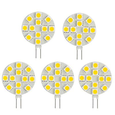 HERO-LED SG4-12T-CW Side Pin G4 LED Disc Halogen Replacement Bulb, 2.4W, 20-25W Equal, Cool White 6000K, 5-Pack(Not Dimmable)