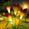 Winterworm Orange Solar 4 LED Lily Flower Light Outdoor Garden Lawn Color Changing Lamp view 1