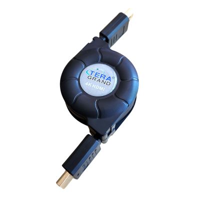 Tera Grand Premium 4K High-Speed HDMI 2.0 Retractable Cable, Extends up to 4.25 feet - Supports 4K Ultra HD, 3D, ARC, HDR, and Ethernet Channel