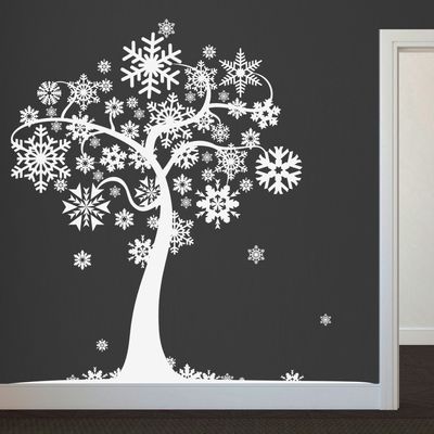 Christmas Tree Snowflake Vinyl Art-Christmas Holiday Winter Decal