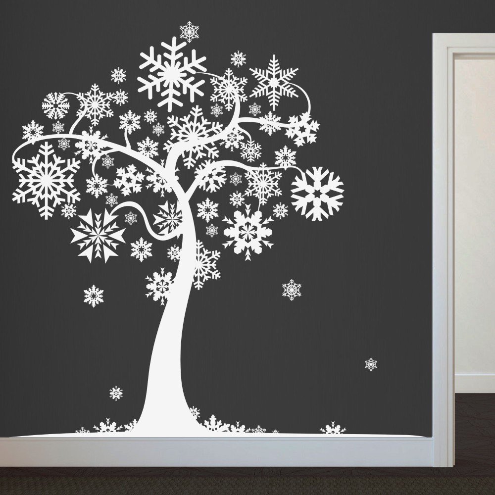 Christmas Tree Snowflake Vinyl Art-Christmas Holiday Winter Decal