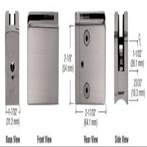 C.R. LAURENCE Z612BN CRL Brushed Nickel Z-Series Square Type Radius Base Zinc Clamp for 1/2" Glass