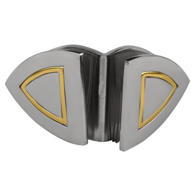 C.R. LAURENCE GCB290CH CRL Chrome with Gold Accents 90 Degree Cathedral Series Glass-to-Glass Clamp