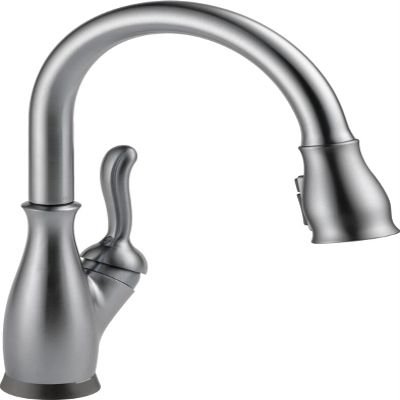 Delta Leland Brushed Nickel Touch Kitchen Faucet with Pull Down Sprayer, Traditional Single Hole Touch On Kitchen Sink Faucet, Single Handle, Arctic Stainless 9178T-AR-DST