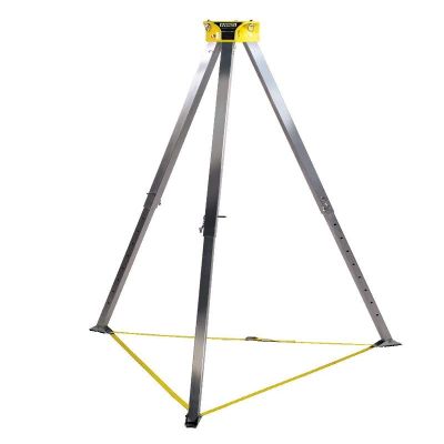 MSA 10102002 Workman Tripod - 8' Height, Aluminum, Confined Space Entry Kit Component, Skid-Resistant Rubber Tread, 4" Adjustable Increments, Made for Workman, Dynavac II & Latchways Accessories