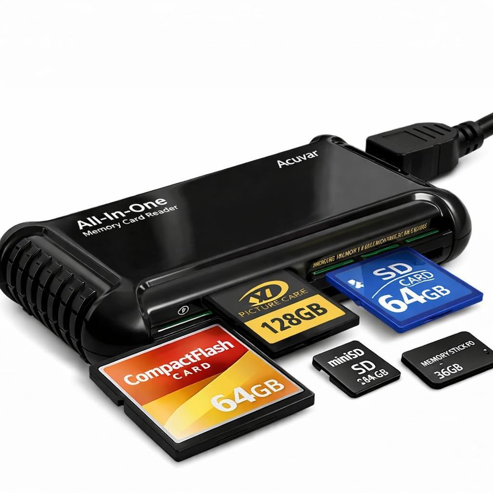 Acuvar XD Picture Card Reader/Writer  All-in-One USB Memory Card Reader for Olympus & Fujifilm XD, SD/SDHC, Micro SD, CF & Memory Stick Cards