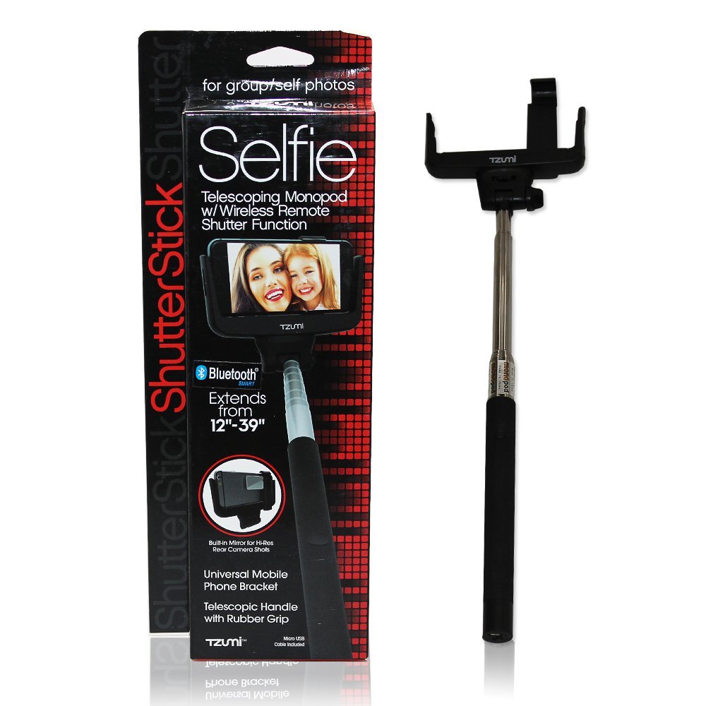Tzumi Electronics Selfie Stick, Self-Portrait Monopod with Bluetooth Remote