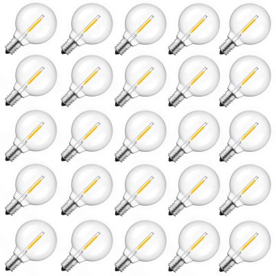 Brightown G40 Replacement LED Light Bulbs, 25 Pack Clear Globe Bulb fits E12 C7 Candelabra Screw Base Sockets, 1.5 Inch Dimmable Edison Light Bulbs for Indoor Outdoor Patio Decor, Warm White