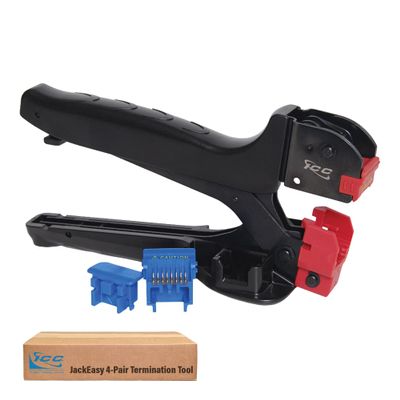 ICC JackEasy 4-Pair Termination Tool for ICC Keystone Jacks Only - Cat6a, Cat6, Cat5e, and Voice Jacks - Professional Handheld, Tabletop, Network Cable Crimp Tool
