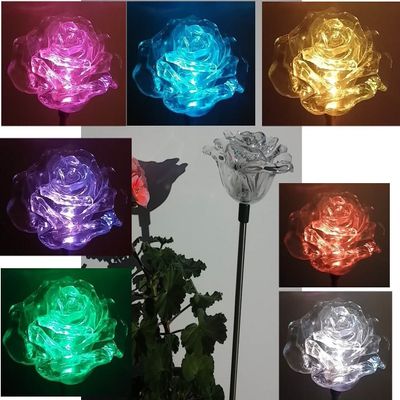 Beautiful Solar Clear Rose Light , Multi-color Color Changing Flower Garden Stake Outdoor Yard Decor Landscape LED Lamp Lights, Great Gift by Florals