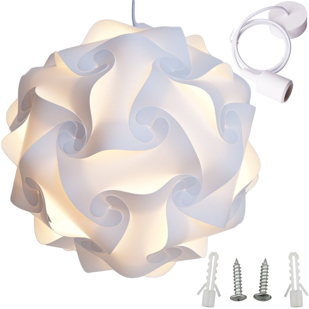 Lightingsky Ceiling Pendant DIY IQ Jigsaw Puzzle Lamp Shade Kit with 40 Inch Hanging Cord (White, L- 12 inch)