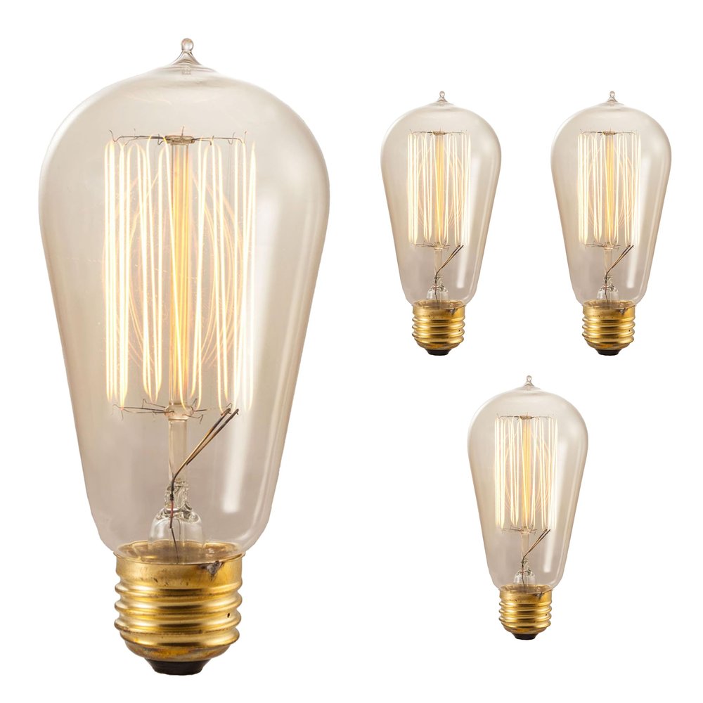 Bulbrite 134019 40W Nostalgic Edison Squirrel Cage-Style Bulb - 4 Pack