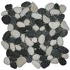 CNK Tile Black and White Pebble Tile - 12" x 12" Polished Natural River Stone Flooring for Bathroom Kitchen Backsplash Shower and Wall Decor - Durable Eco-Friendly Mesh Backing - Pack of 1 view 1