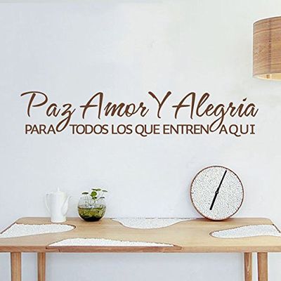 Spanish Wall Decal Love Saying Quotes Letters Phrase Words Vinyl Home Wall Decoration - Pay Amor y Alegria