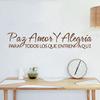 Spanish Wall Decal Love Saying Quotes Letters Phrase Words Vinyl Home Wall Decoration - Pay Amor y Alegria view 1