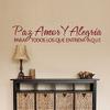Spanish Wall Decal Love Saying Quotes Letters Phrase Words Vinyl Home Wall Decoration - Pay Amor y Alegria view 2