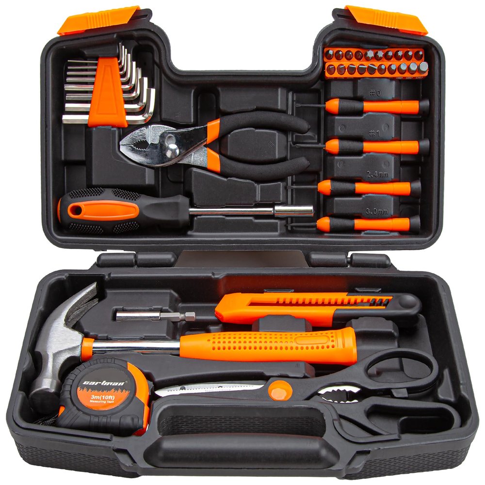 CARTMAN 39-Piece Household Tool Set, Orange Hand Kit With Storage Case
