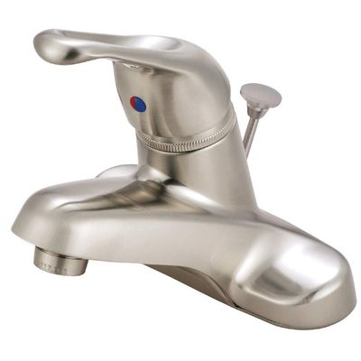 Kingston Brass FB518B 3-3/4-Inch in Spout Reach Wyndham 4-Inch Centerset Lavatory Faucet with Brass Pop-Up, Brushed Nickel