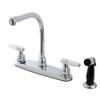 Kingston Brass FB751 7-Inch in Spout Reach Americana 8-Inch Centerset Kitchen Faucet with White Sprayer, Polished Chrome view 1