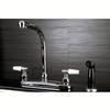 Kingston Brass FB751 7-Inch in Spout Reach Americana 8-Inch Centerset Kitchen Faucet with White Sprayer, Polished Chrome view 2
