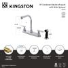 Kingston Brass FB751 7-Inch in Spout Reach Americana 8-Inch Centerset Kitchen Faucet with White Sprayer, Polished Chrome view 4