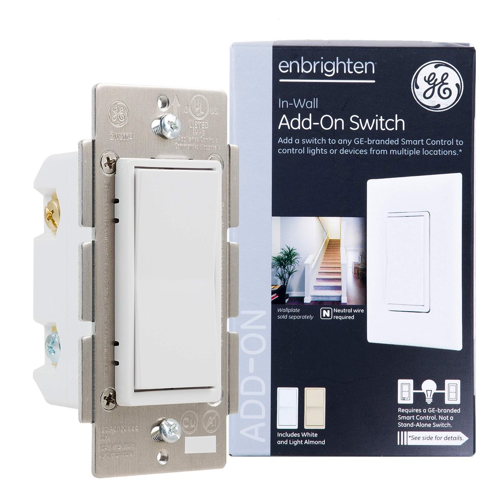 GE 12723 Enbrighten Add Z-Wave Zigbee Smart Lighting Controls, Works with Alexa, Google Assistant, SmartThings NOT A STANDALONE SWITCH, White & Light Almond