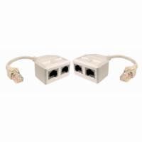 QUALCONNECT Cat5e Pair Splitter Adapter,Ethernet 6in 2-Port RJ45 Splitter/Combiner Cable (Sold in Pairs) Beige.
