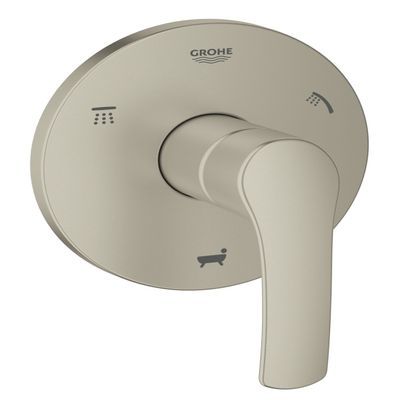 Grohe 19972EN2 Eurosmart New Single-Handle 5-Port Diverter Valve Trim Kit with Lever Handle, Brushed Nickel