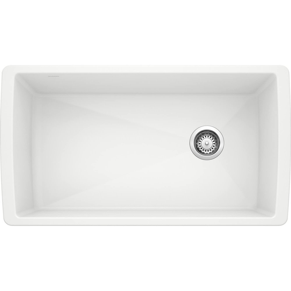 BLANCO, White 441767 DIAMOND SILGRANIT Super Single Undermount Kitchen Sink, 33.5" X 18.5"