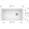 BLANCO, White 441767 DIAMOND SILGRANIT Super Single Undermount Kitchen Sink, 33.5" X 18.5" view 2