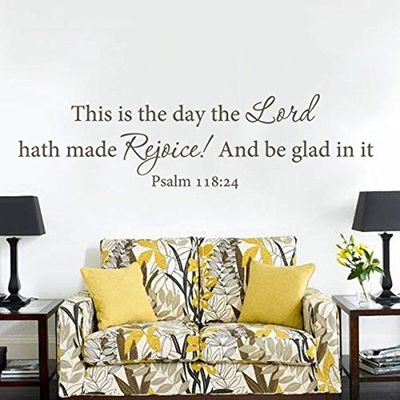 This Is The Day The Lord Hath Made Rejoice Vinyl Bible Wall Decal Christian Wall Quote Home Art Decoration Dark Brown