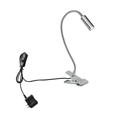 LUMINTURS(TM 3W LED Clamp Clip Lamp with Plug ON/Off Button Office Study Room Bedroom Book Light Gooseneck Flexible Pipe